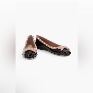 Valentino Garavani Rockstud Bow-Detailed Patent Leather Ballet Flats NIB Size 38